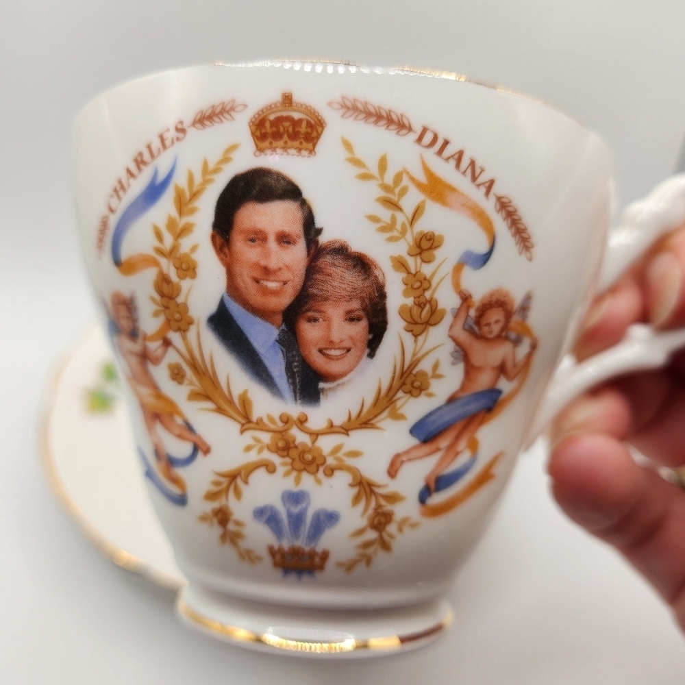 Prince Charles Lady Diana Bone China Teacup & Saucer 1983 Universary Games - Picture 14 of 14